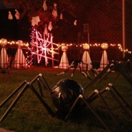 PVC Pipe Racing Spider lit up at night